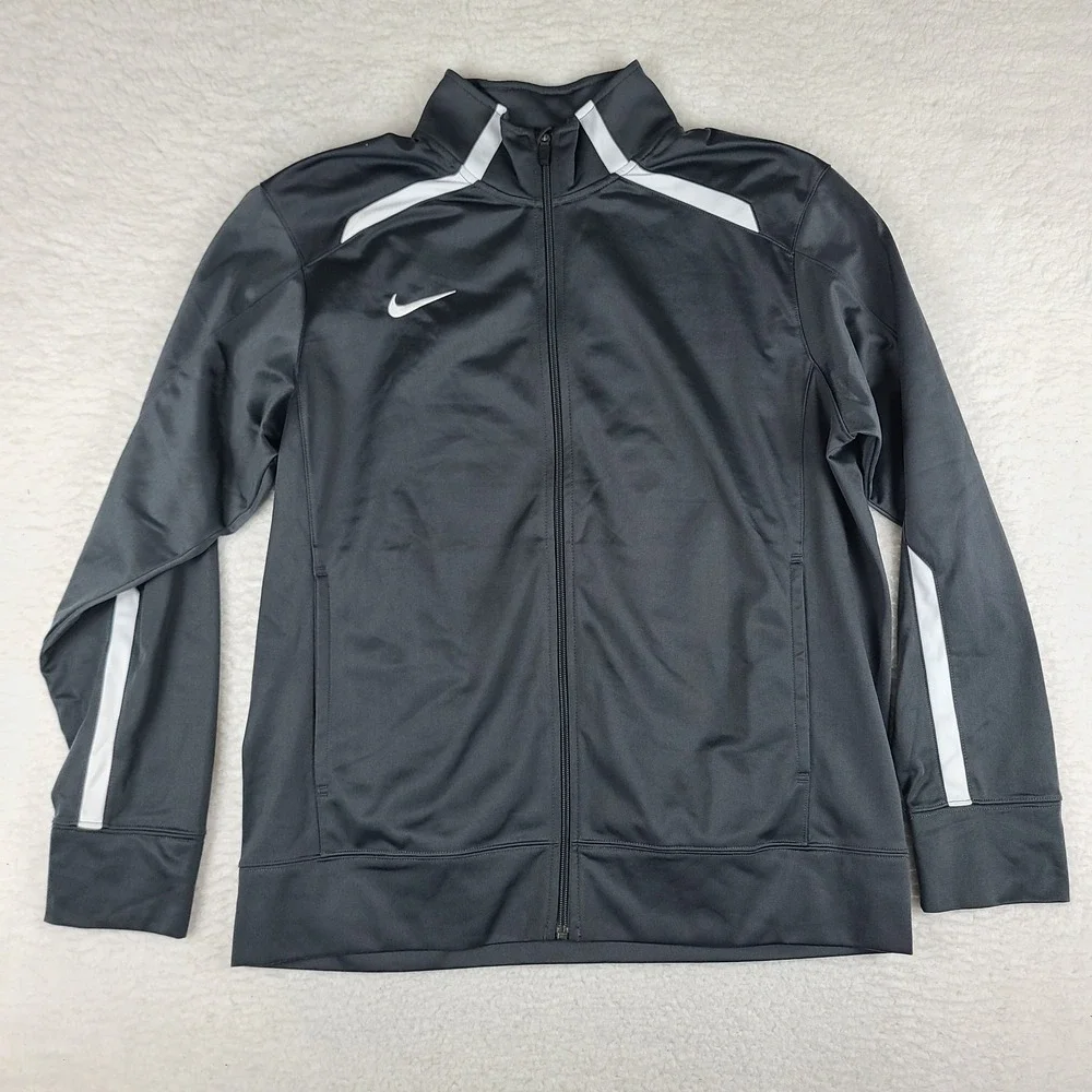 Nike Sweater Mens Large Dark Gray Full‎ Zip Performance Overtime Track Jacket